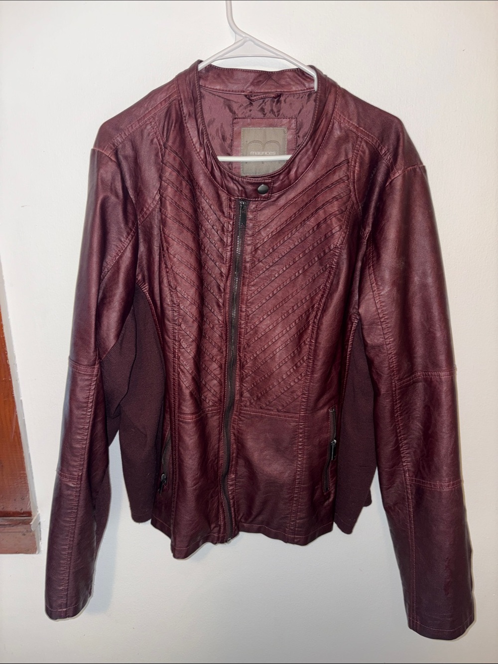 Maurices Burgundy Quilted Leather Jacket